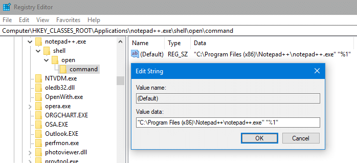 не могу добавить программу для открытия с меню в Windows